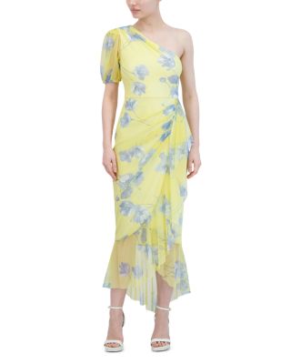 BCBGMAXAZRIA - One Shoulder Puff Sleeve Printed Dress