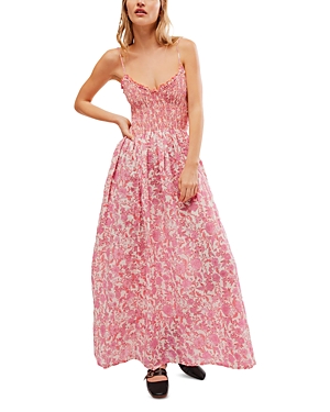 Shop Free People Sweet Nothings Cotton Midi Dress In Pink Combo