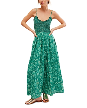 Shop Free People Sweet Nothings Cotton Midi Dress In Forest Combo