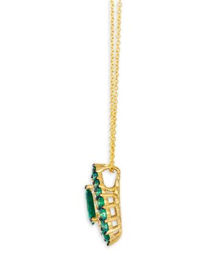 Emerald & Diamond Teardrop Pendant Necklace in 14K Yellow Gold, 20" 
