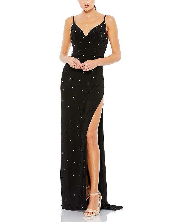 Mac Duggal Rhinestone Embellished V-Neck Gown | Bloomingdale's