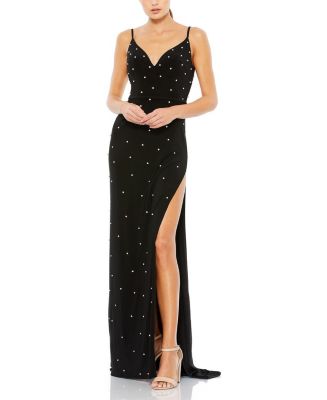 Entice the Night: Portia and Scarlett's Feather-Embellished V-Neck Gown