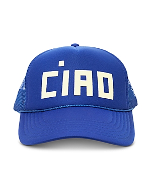 Shop Clare V Ciao Trucker Hat In Cobalt