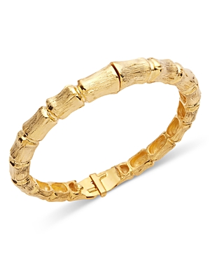 Shop Kenneth Jay Lane Bamboo Bangle Bracelet In Gold