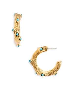 Shop Kenneth Jay Lane Hoop Earrings In Blue/gold