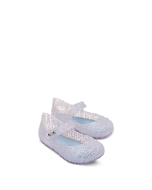 Shop Mini Melissa Girls' Minicampap Glitter Zigzag Mary Jane Flats - Toddler In Pearly Blue