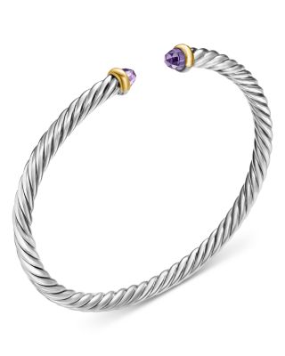 Sterling Silver & 14K Yellow Gold Cable Flex Bracelet, 4mm