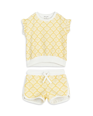 Shop Miles The Label Girls' Beachcomber Print Terry Top & Shorts Set - Baby In Yellow