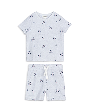 Shop Miles The Label Boys' Two Piece Fighter Jet Tee & Shorts Set - Baby In Lt Heather Gray