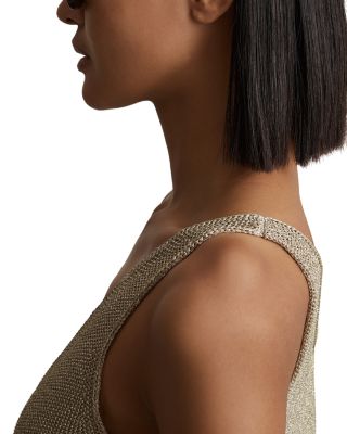 REISS Mika Metallic V-Neck Vest in Gold | endource