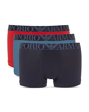 Emporio Armani Logo Stretch Cotton Trunks - Pack of 3