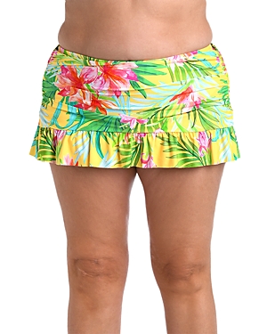 La Blanca Plus Size Calypso Ruffled Swim Skirt In Multi