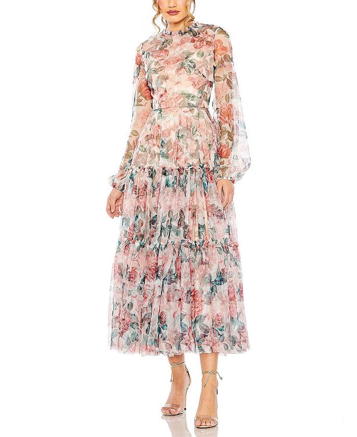 Umgee Full Size Tie Dye Round Neck Long Balloon Sleeve Top Plus Size