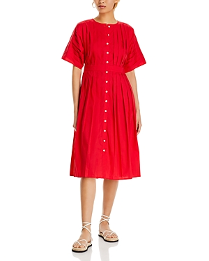 Shop Misook Pleated Short Sleeve Dress In Radiant Pink