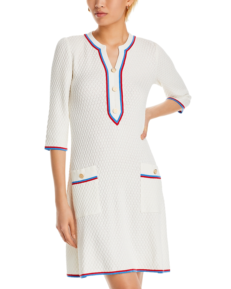 Misook Diamond Quilted Striped Trim Dress