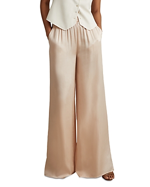 Reiss Petite Yara Wide Leg Pants In Champagne