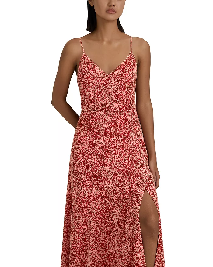 REISS Petite Olivia Printed Side Slit Dress