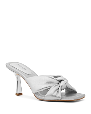 Shop Michael Kors Women's Elena High Heel Mules In Silver