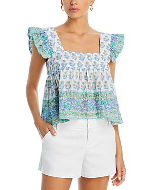 Shop Bell Rey Embroidered Top In Medium Green