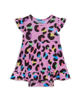 Posh Peanut - Girls' Electric Leopard Cap Sleeve Bodysuit Dress - Baby