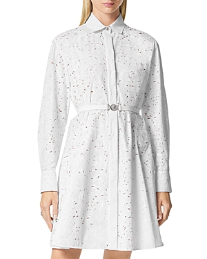 Shop Versace Eyelet Embroidered Shirt Dress In Optical White
