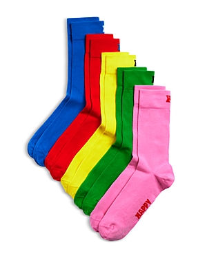 Shop Happy Socks Assorted Solid Crew Socks - 5 Pk. In Blue
