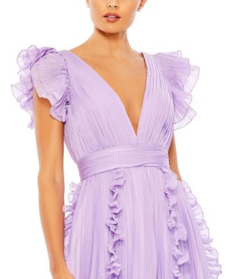 【Mac Duggal】Ruffle Cap Sleeve Ruffle Gown 関税送料込 Mac Duggal Women's Ruffle Cap Sleeve Embellished Tiered Gown