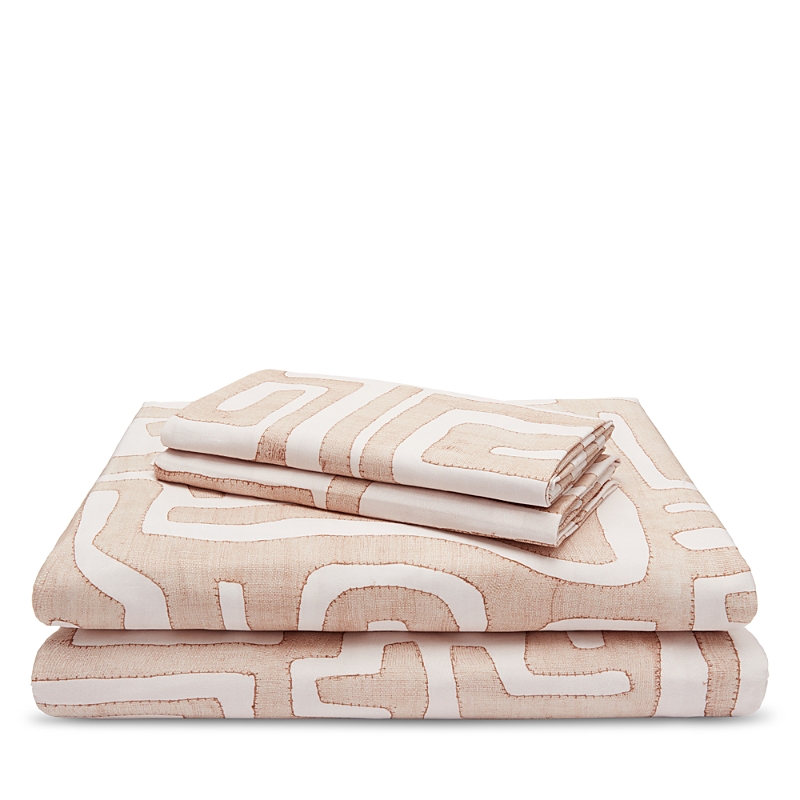 St. Frank Blush Classic Kuba Cloth Sheet Set, King In Blush