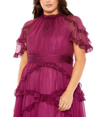 ●Mac Duggal●シフォン ティアード フリルガウン Mac Duggal Women's Ruffle Tiered Floral Cut-Out Chiffon Gown