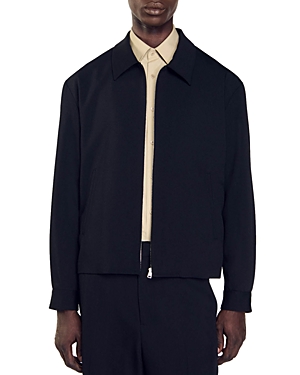 Shop Sandro Minimalist Zip Front Jacket In Black