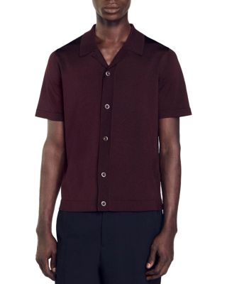 Sandro Short Sleeve Knit Camp Shirt