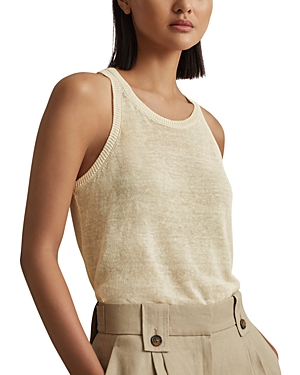 Shop Reiss Catrice Sleeveless Knit Racerback Top In Cream