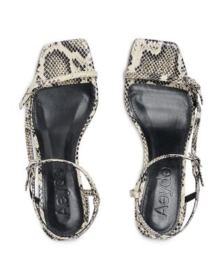 Women's Tash Square Toe Snake Embossed Block Heel Sandals 