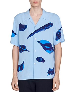 Shop Sandro Shells Camp Shirt In Blue