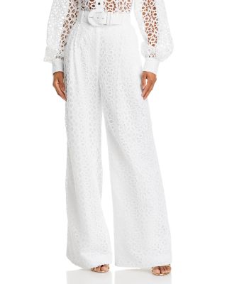 Sergio Hudson Wide Leg Eyelet Pants