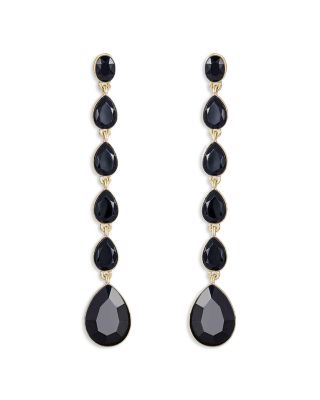 Ettika - Crystallized Jet Crystal Linear Drop Earrings