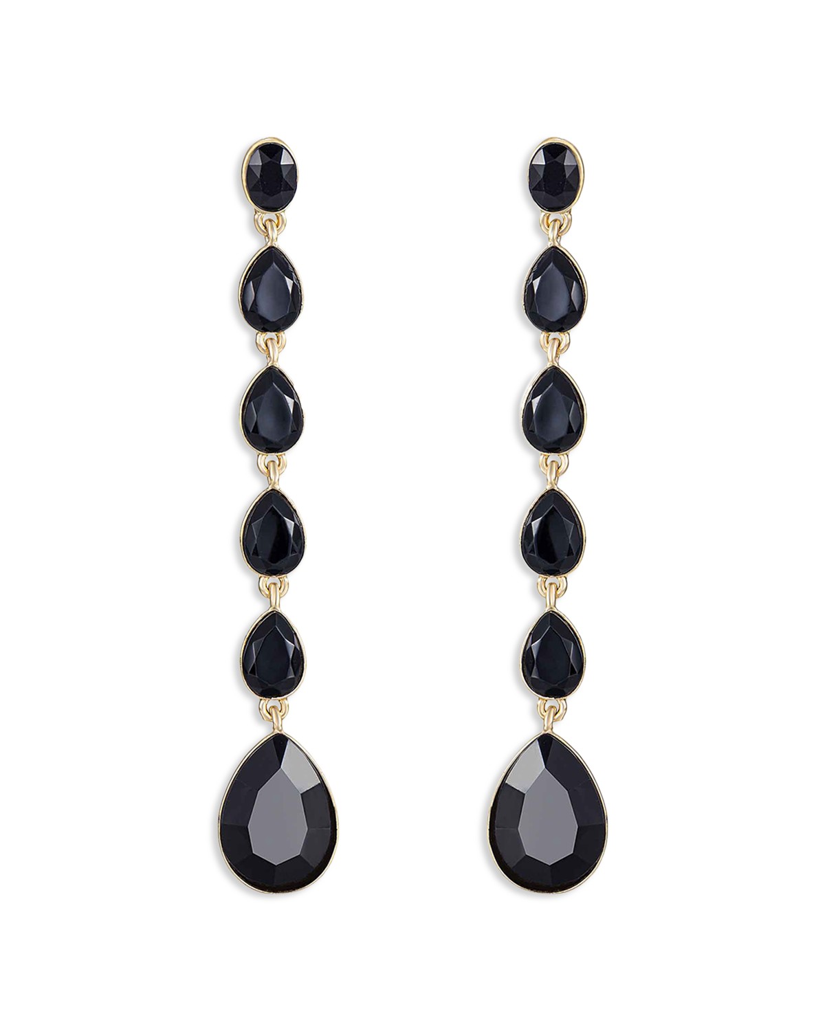 Crystallized Jet Crystal Linear Drop Earrings
