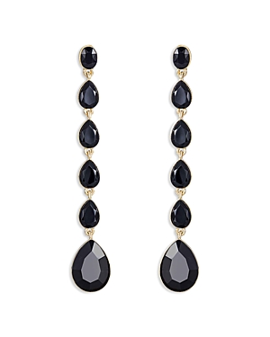 Shop Ettika Crystallized Jet Crystal Linear Drop Earrings In Black/gold