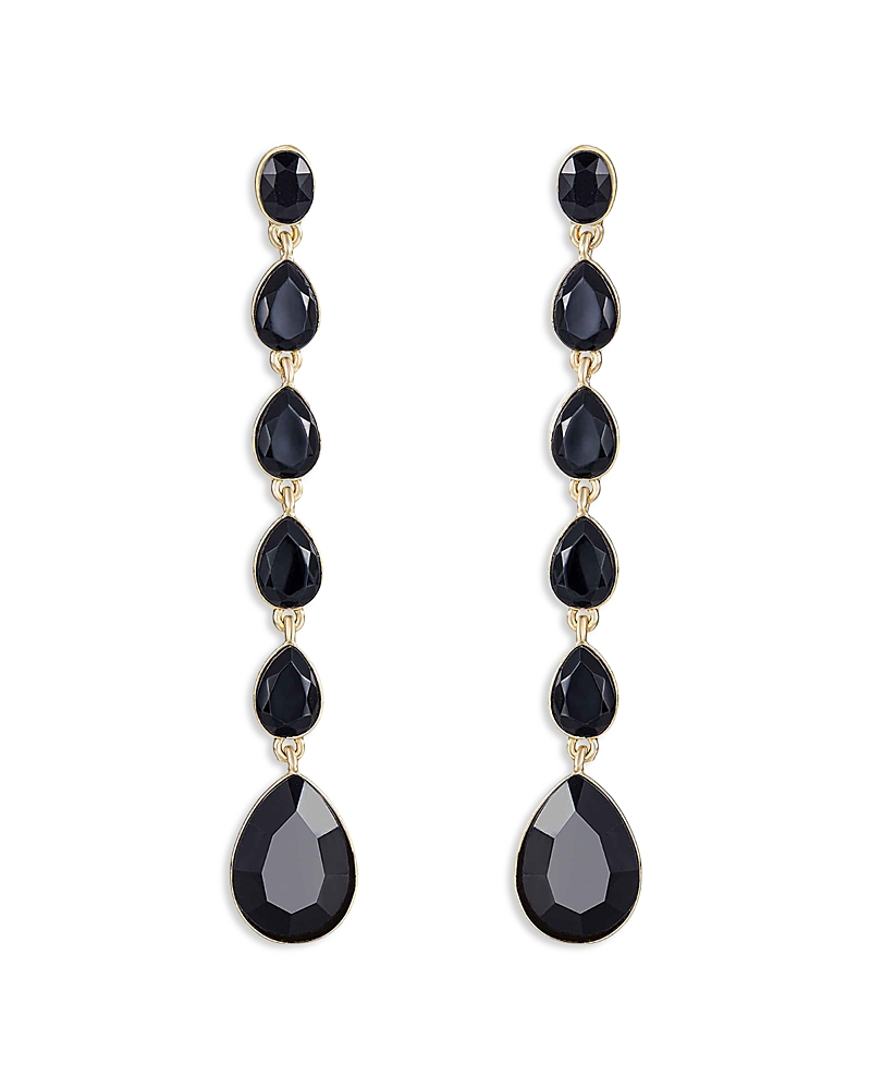 Ettika Crystallized Jet Crystal Linear Drop Earrings