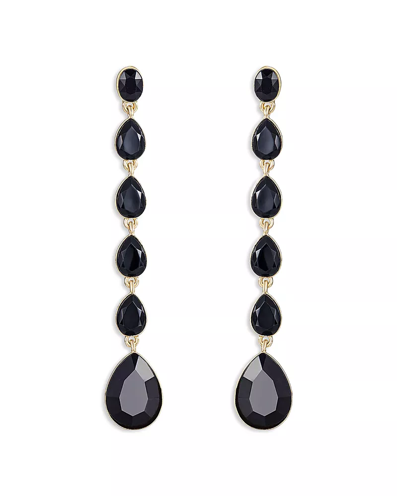 Ettika Crystallized Jet Crystal Linear Drop Earrings