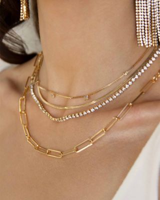 Cubic Zirconia Chain Necklaces, 14&amp;quot;/15&amp;quot;-19&amp;quot;/20&amp;quot;, Set of 4