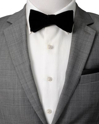 White Pav&eacute; Crystal Stud & Cufflink Set