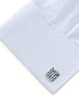 Floating Mother Of Pearl Checkered Square Cufflinks