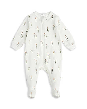 Shop Firsts By Petit Lem Girls' Floral Tulips Print Sleeper Footie - Baby In Off White