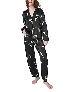 Shop Lunya Washable Printed Silk Pajama Set In Floating Lily
