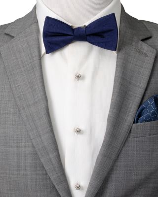 Silver-Tone Knotted Stud & Cufflink Set