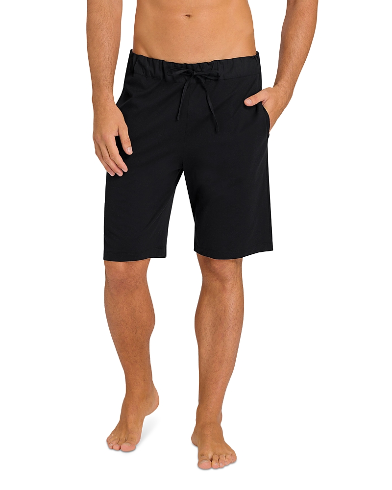 Hanro Night And Day Cotton Knit Drawstring Shorts In Black