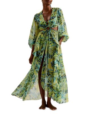 ted baker maxi dress green Swim Pouf Sleeves