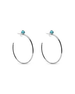 Argento Vivo Stone Stud Hoop Earrings
