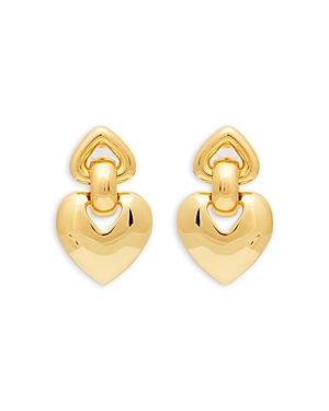 Shop Kenneth Jay Lane Double Heart Drop Earrings, 2l In Gold